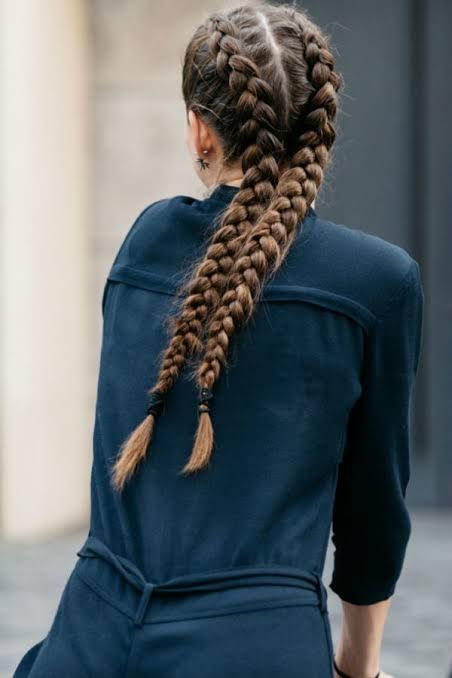 Thick Medium Brown Dutch Braids Thick Medium Brown Dutch Braids — Winter Twist Hairstyles