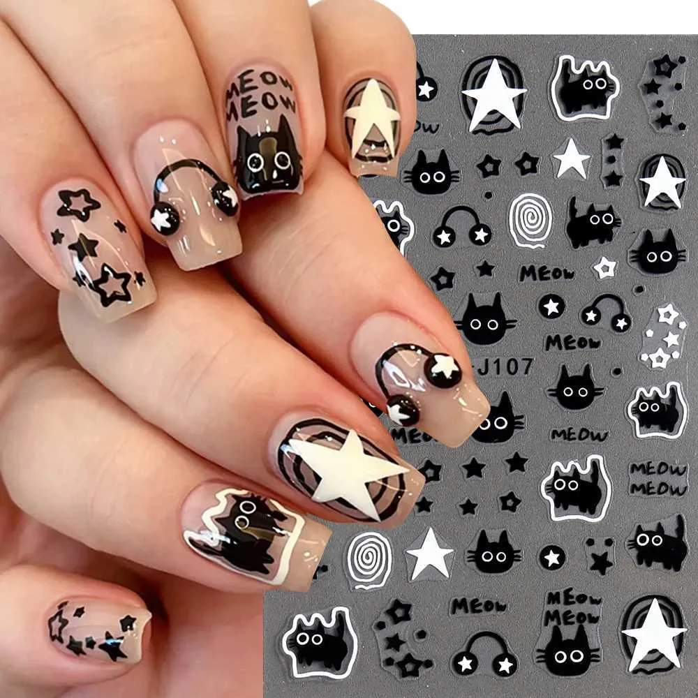Cat Stickers with 'MEOW' Text Cat Stickers with 'MEOW' Text — Winter Nails for Kids