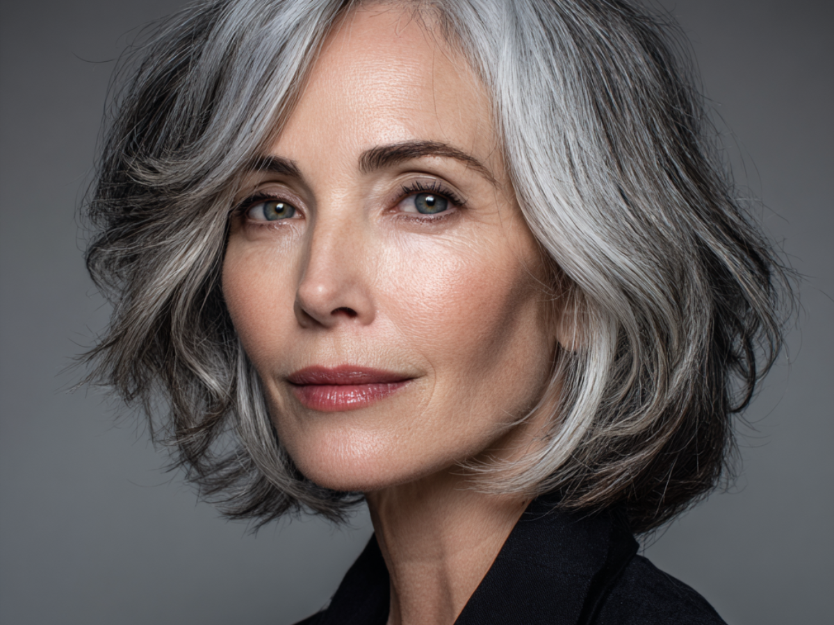 Textured Salt And Pepper Bob Textured Salt And Pepper Bob — Winter Hairstyles for Gray Hair