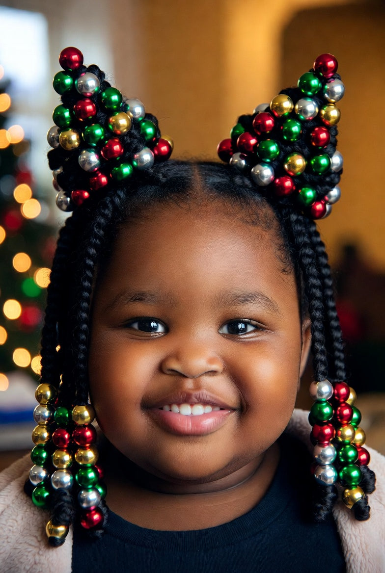 Intricate Braids with Festive Beads Intricate Braids with Festive Beads — Winter Hairstyles for Kids