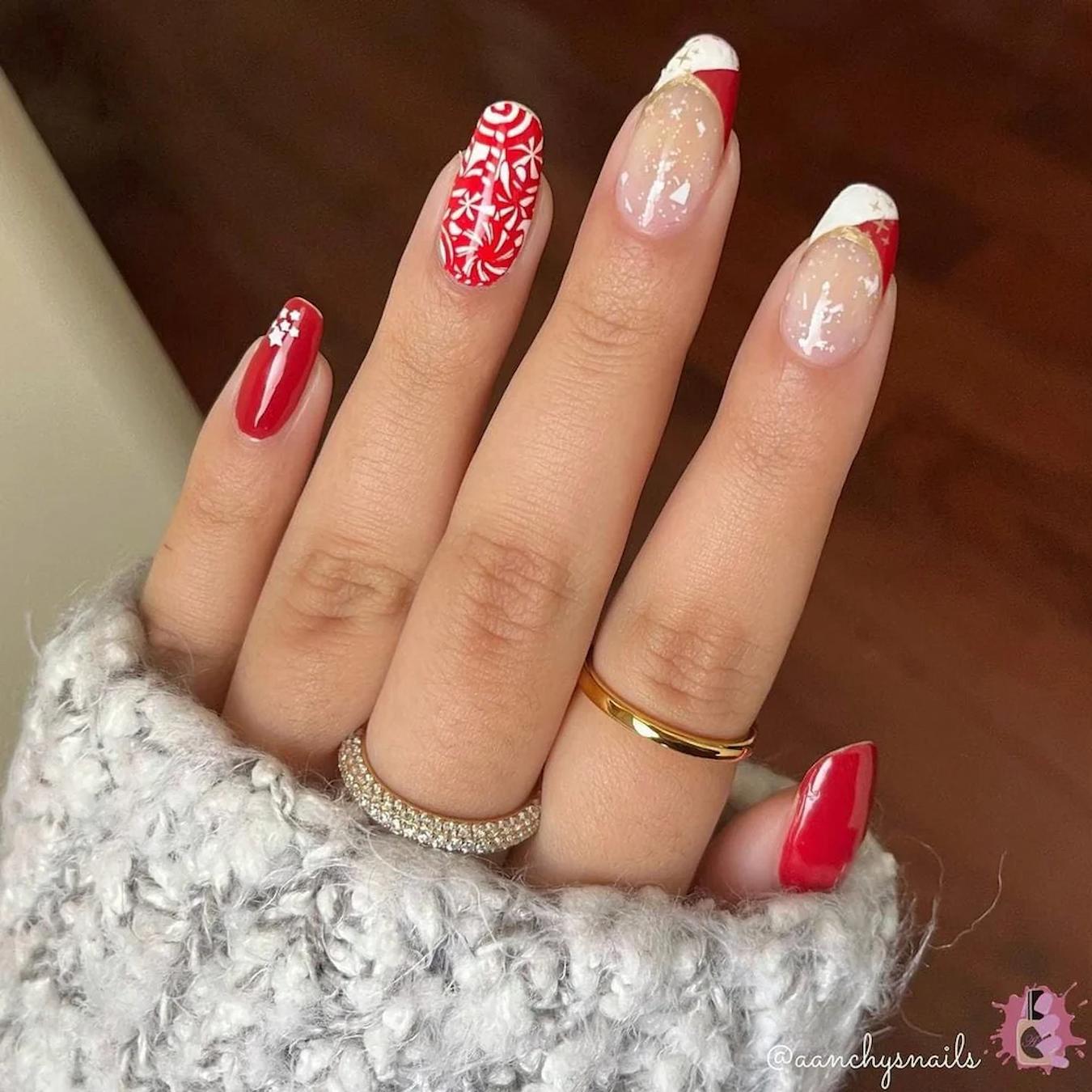 Long Coffin Red Abstract Pattern Nails Long Coffin Red Abstract Pattern Nails — Christmas Acrylic Nails 2026