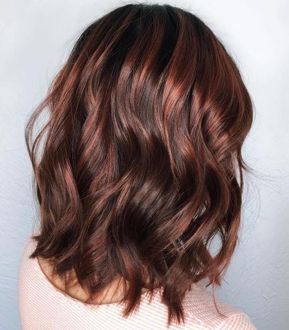 Chocolate Brown With Coppery Highlights Chocolate Brown With Coppery Highlights — Winter Brown Hair Colors