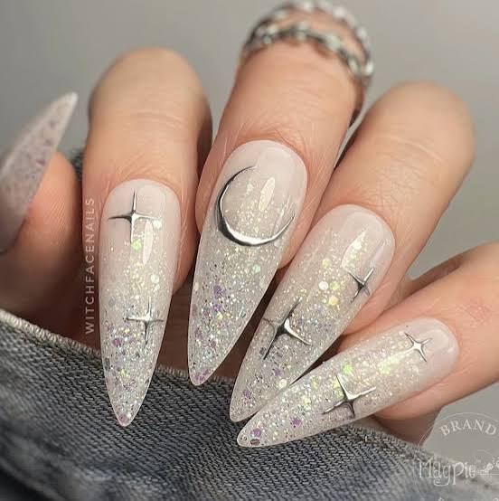 Celestial Charms Glitter Gradient Nails Celestial Charms Glitter Gradient Nails — Sparkly New Years Nails 2027