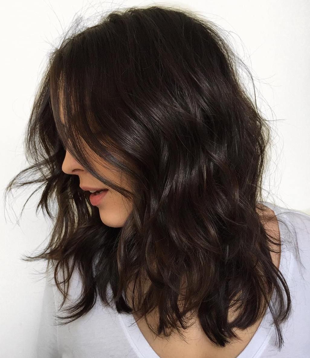 Layered Lob with Textured Waves Layered Lob with Textured Waves — Winter Haircuts for Thick Hair