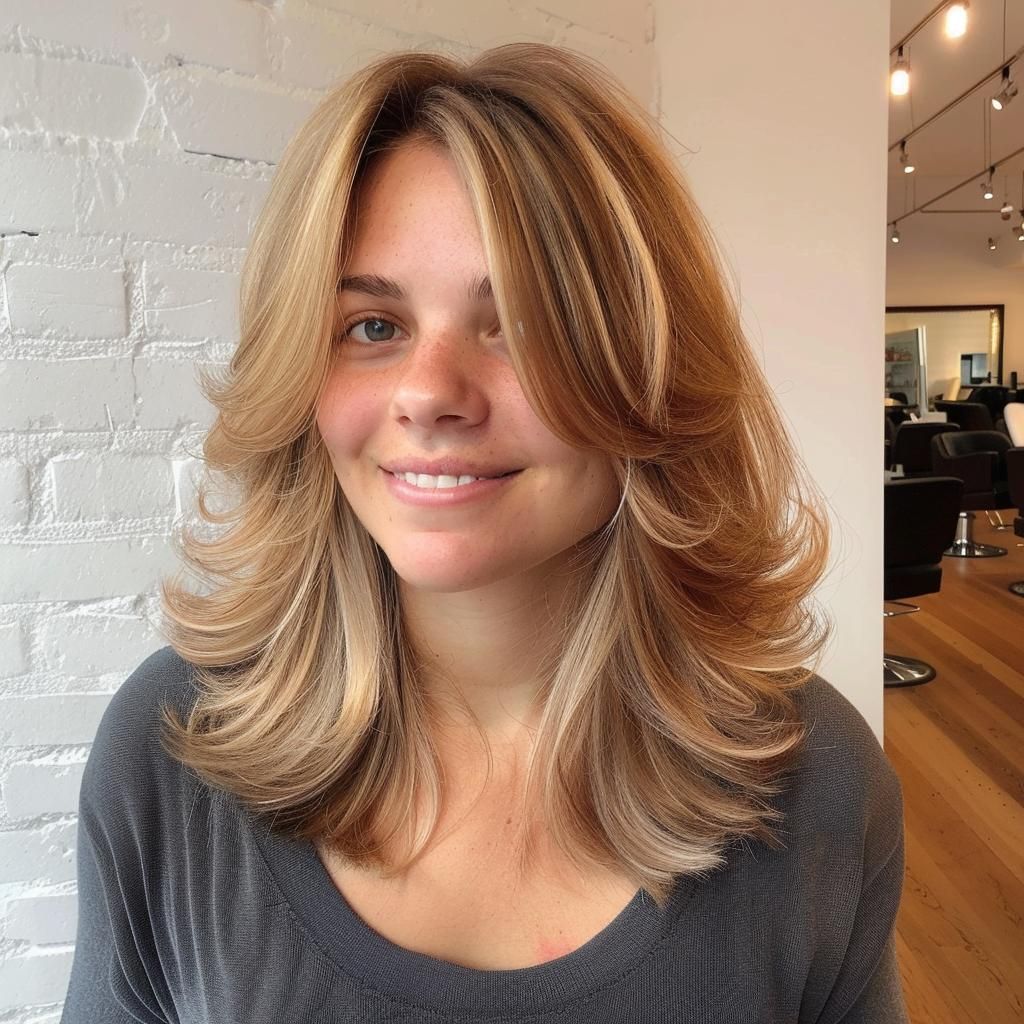 Honey Blonde Voluminous Cut With Wispy Bangs — Medium Length Winter Haircuts