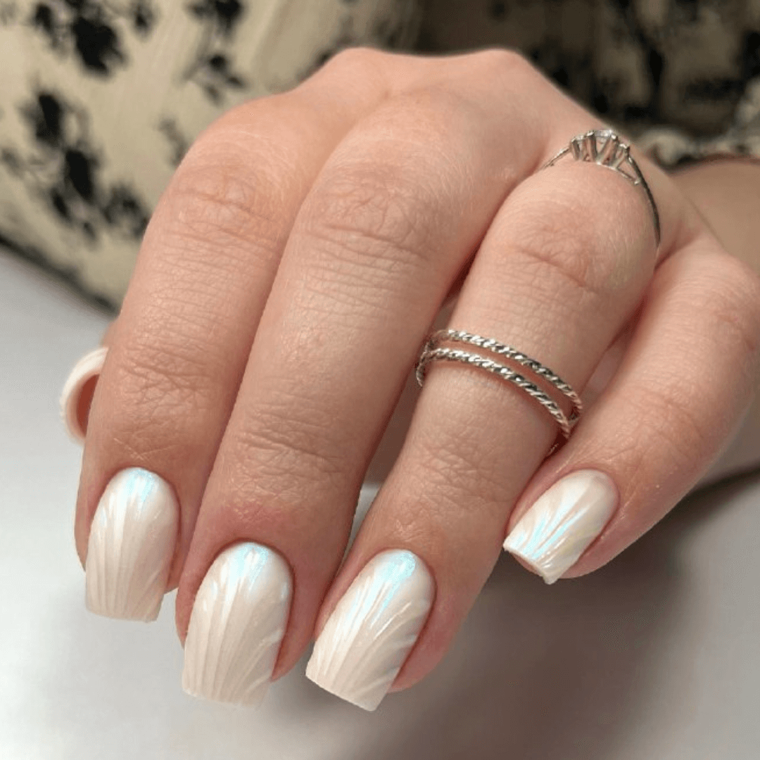 One Hand Close-Up Visual Idea One Hand Close-Up Visual Idea — Milky White Nails