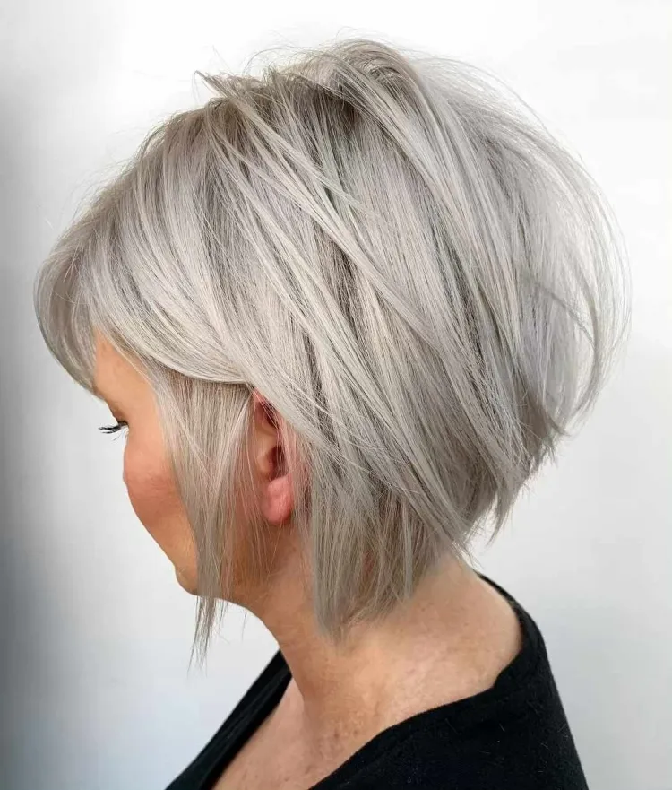 Sharp Silver Gray Inverted Bob Sharp Silver Gray Inverted Bob — Winter Haircuts for Gray Hair