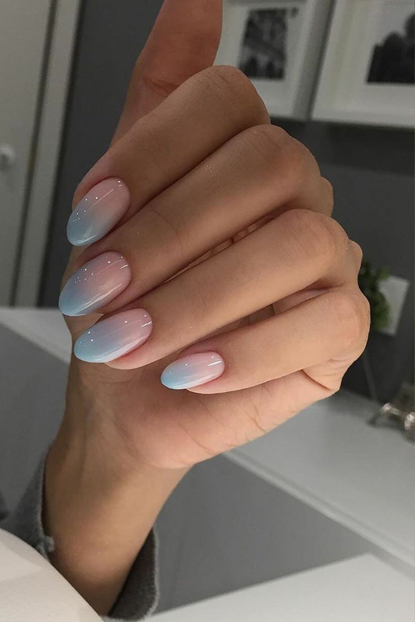 Medium Square Ombre French Tips Medium Square Ombre French Tips — Winter Wedding Nails