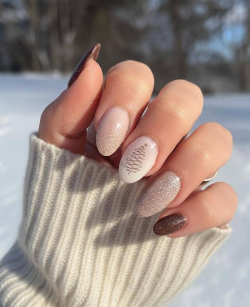 Milky Glitter Christmas Tree Art Milky Glitter Christmas Tree Art — Christmas Nail Colors 2026