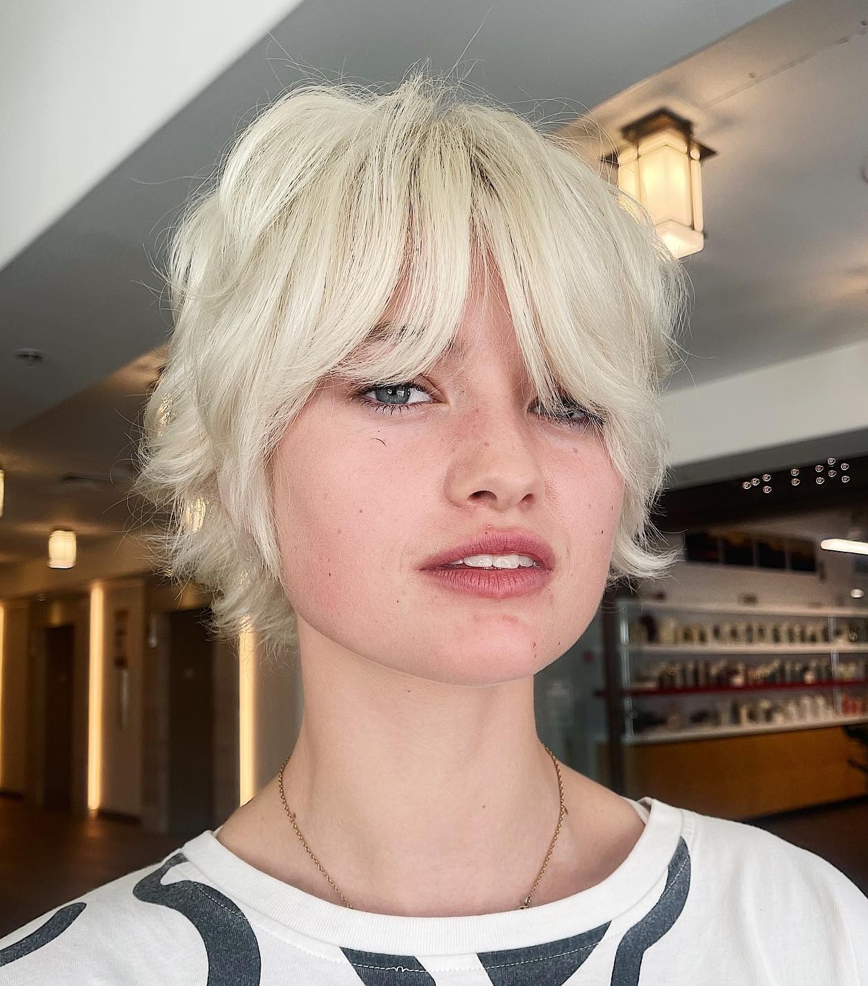 Platinum Blonde Pixie Full Fringe Platinum Blonde Pixie Full Fringe — Winter Pixie Haircuts