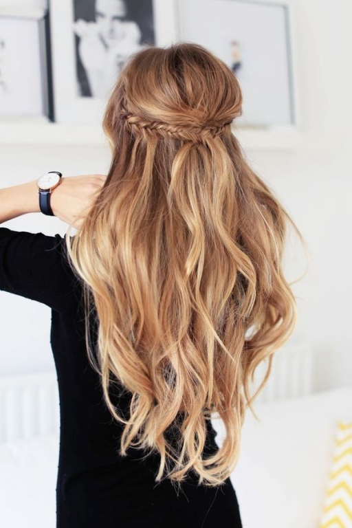 Blonde Balayage Braided Half Updo Blonde Balayage Braided Half Updo — Winter Party Hairstyles