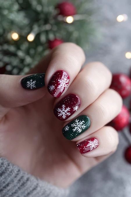 Glossy Visual Idea Glossy Visual Idea — Red and Green Christmas Nails 2026