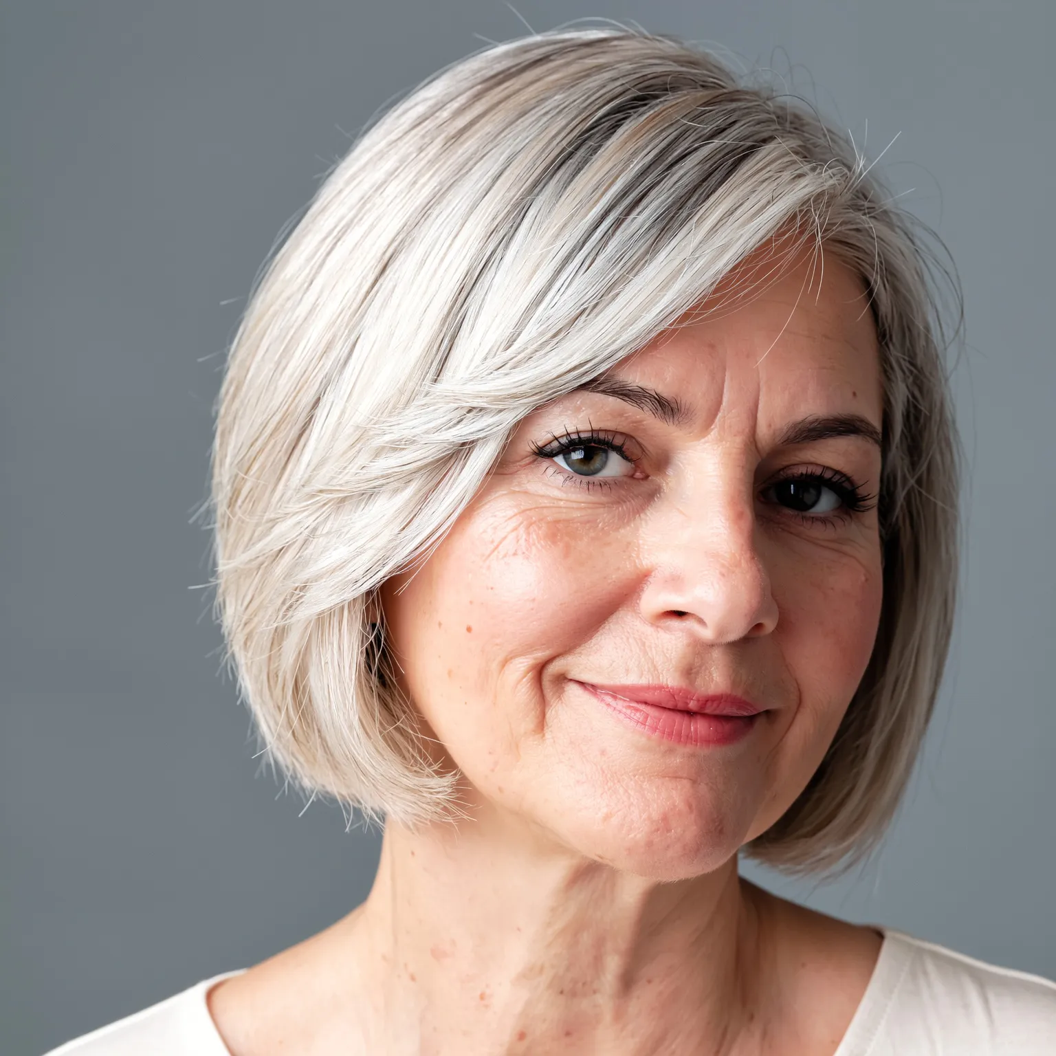 Voluminous Silver Grey Layered Bob Voluminous Silver Grey Layered Bob — Winter Haircuts for Women Over 60