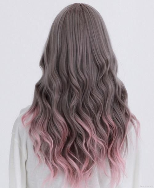 Grey Base With Pink Ombre Visual Idea — Winter Shoulder Length Hairstyles