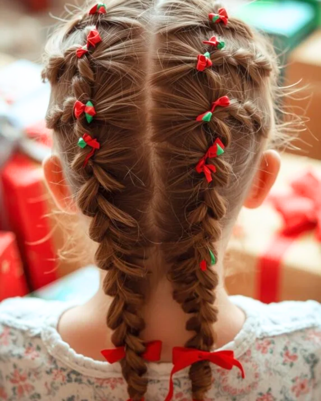 Festive French Braids for Dark Wavy Hair Festive French Braids for Dark Wavy Hair — Winter Hairstyles for Kids