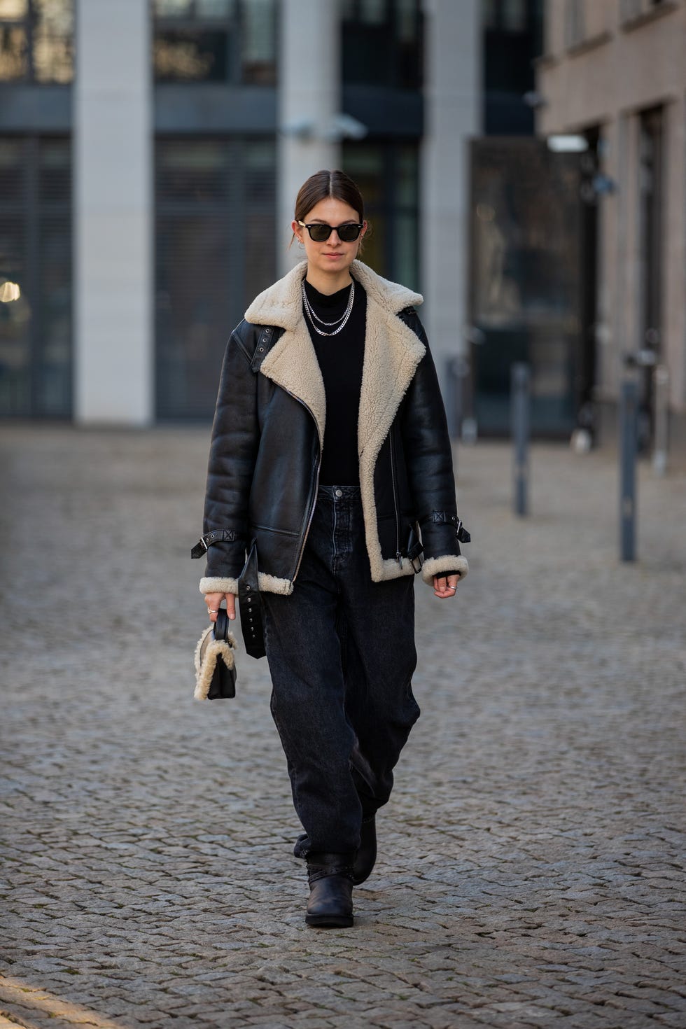Oversized Shearling-Lined Aviator Jacket for Cozy Casual — January Outfits
