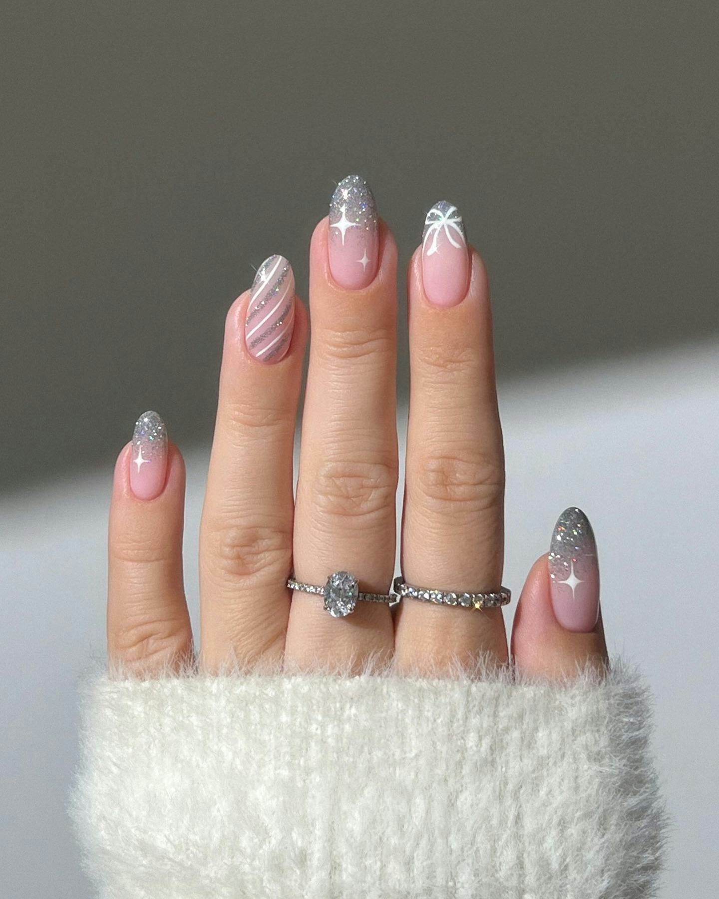 Sheer Pink Star French Tip Nails Sheer Pink Star French Tip Nails — New Years Eve Nails 2027
