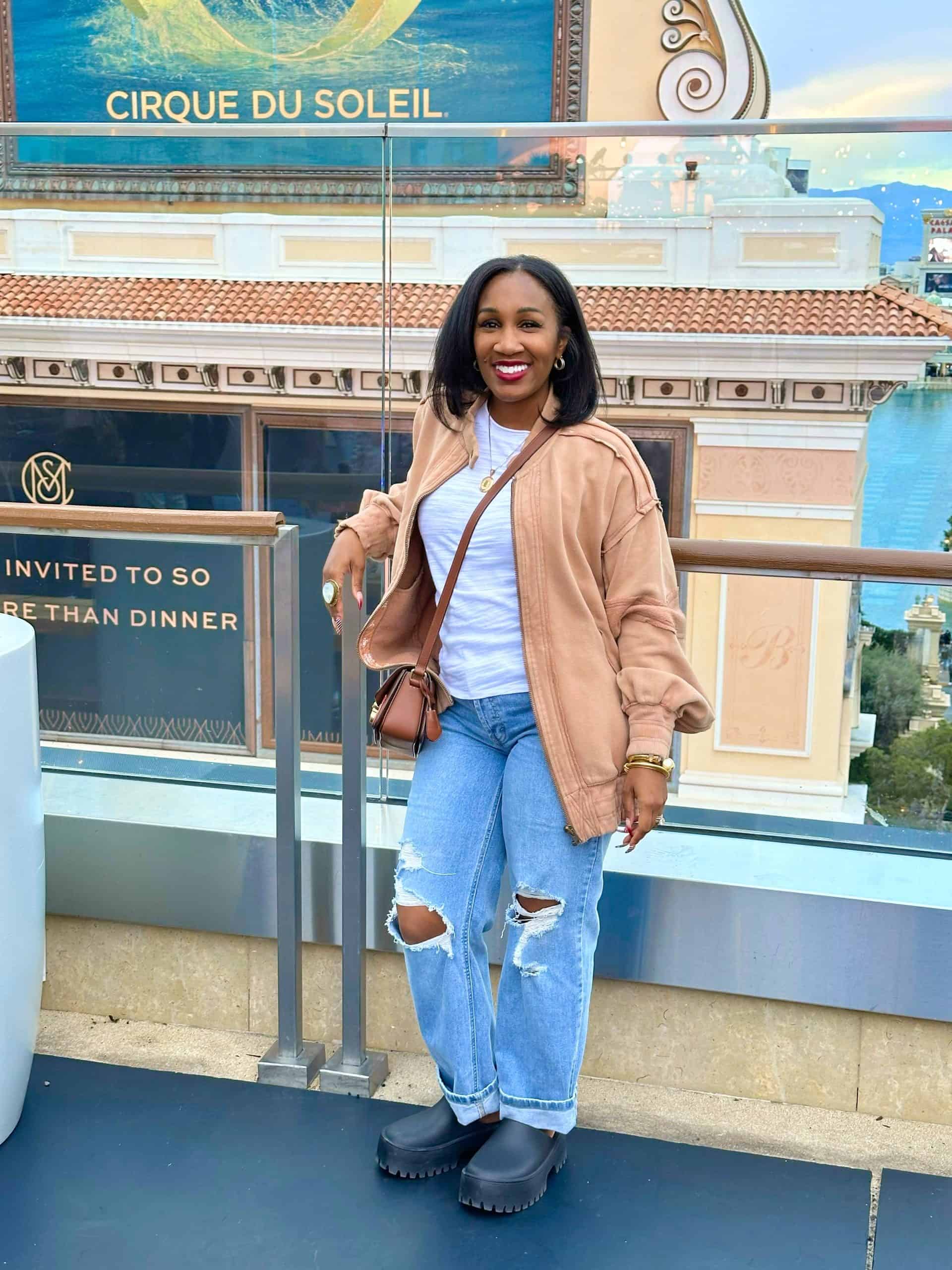 Bomber Jacket Over Distressed Denim for Relaxed Vibes — Las Vegas Winter Outfits