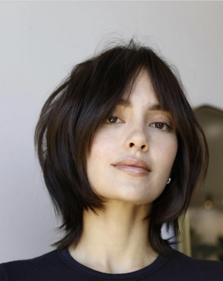Angled Bob With Subtle Balayage Angled Bob With Subtle Balayage — Winter Hairstyles for Thick Hair