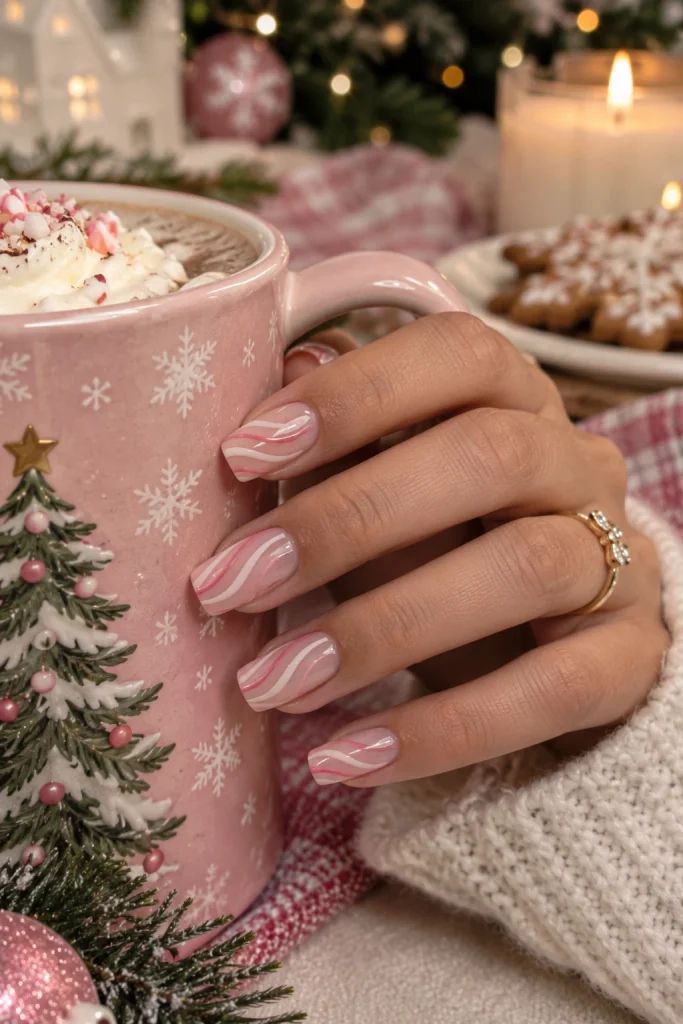 Pale Pink Swirl Medium Nails Pale Pink Swirl Medium Nails — Christmas Nail Colors 2026