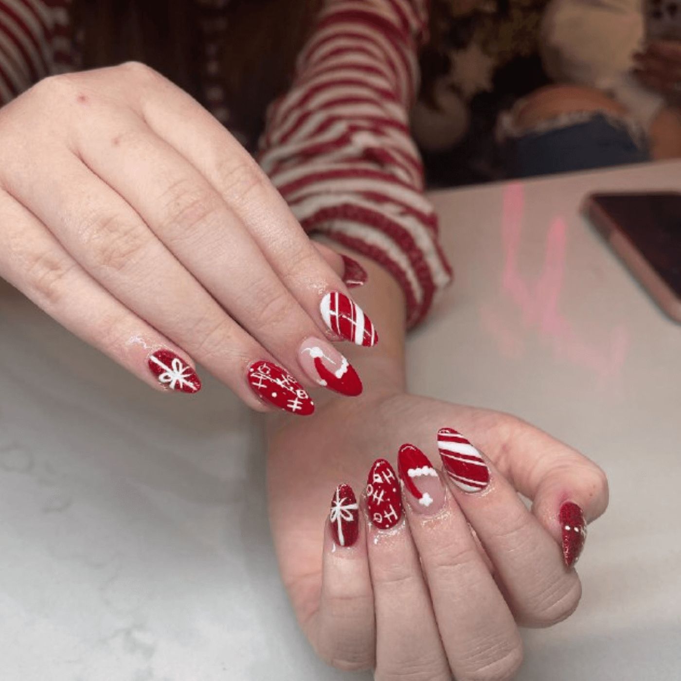 Glossy Glitter Visual Idea Glossy Glitter Visual Idea — Classy Christmas Nails 2026