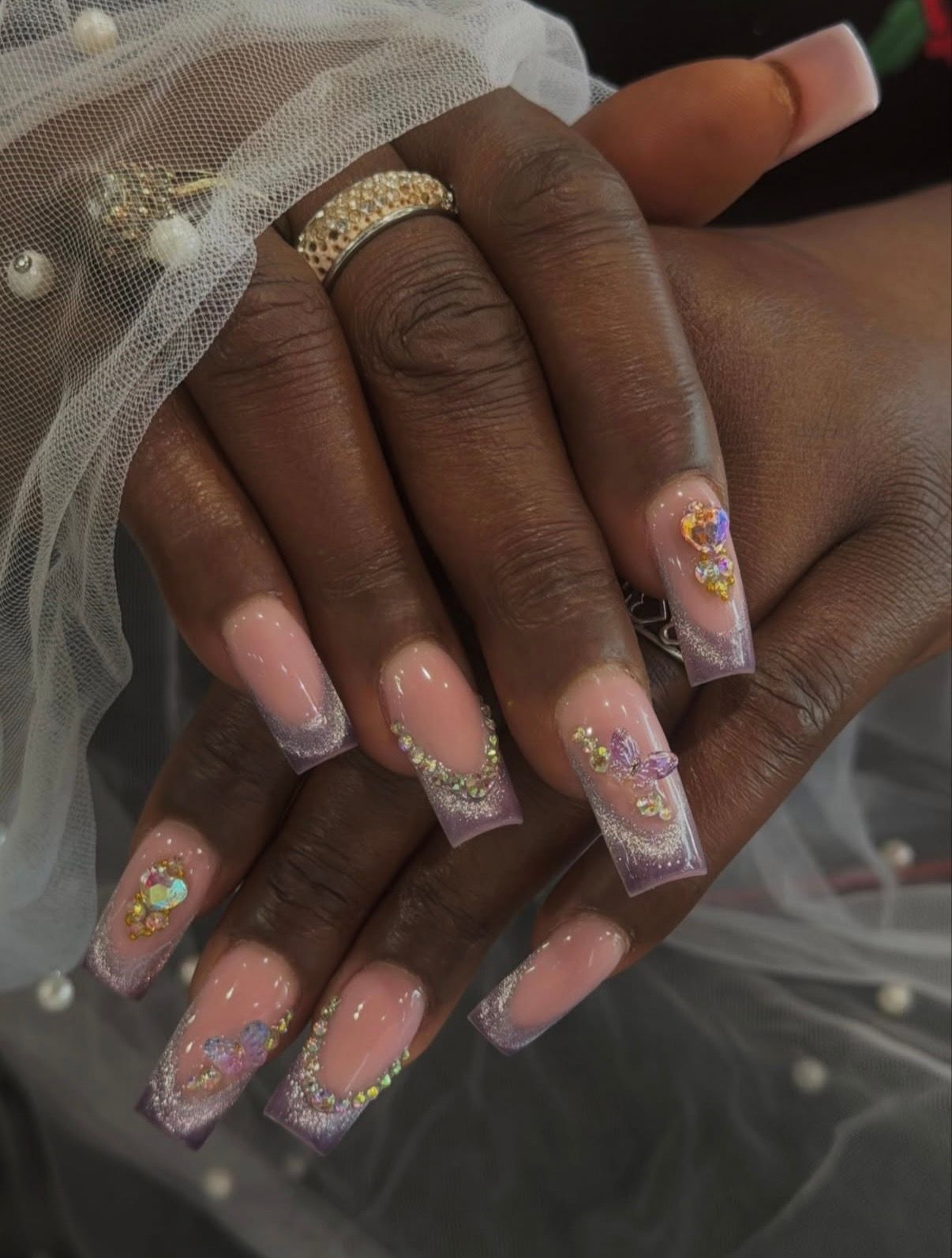 Sheer Pink with Gold Metallic Accents — New Years Dip Powder Nails 2027