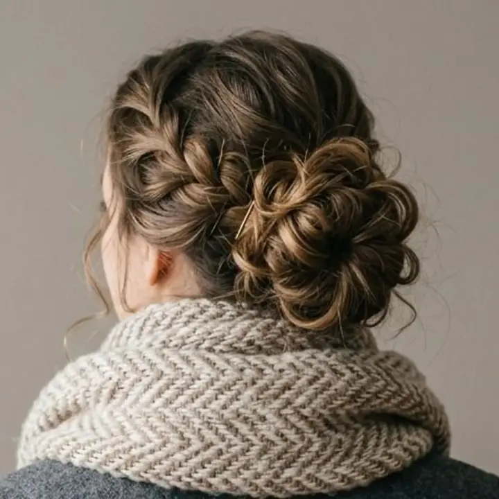 Braided Updo With Loose Tendrils Braided Updo With Loose Tendrils — Winter Natural Hairstyles