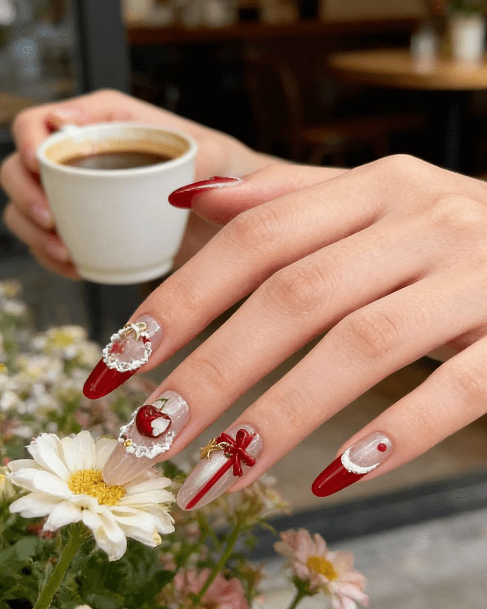 Glossy Visual Idea Glossy Visual Idea — Christmas Almond Nails 2026