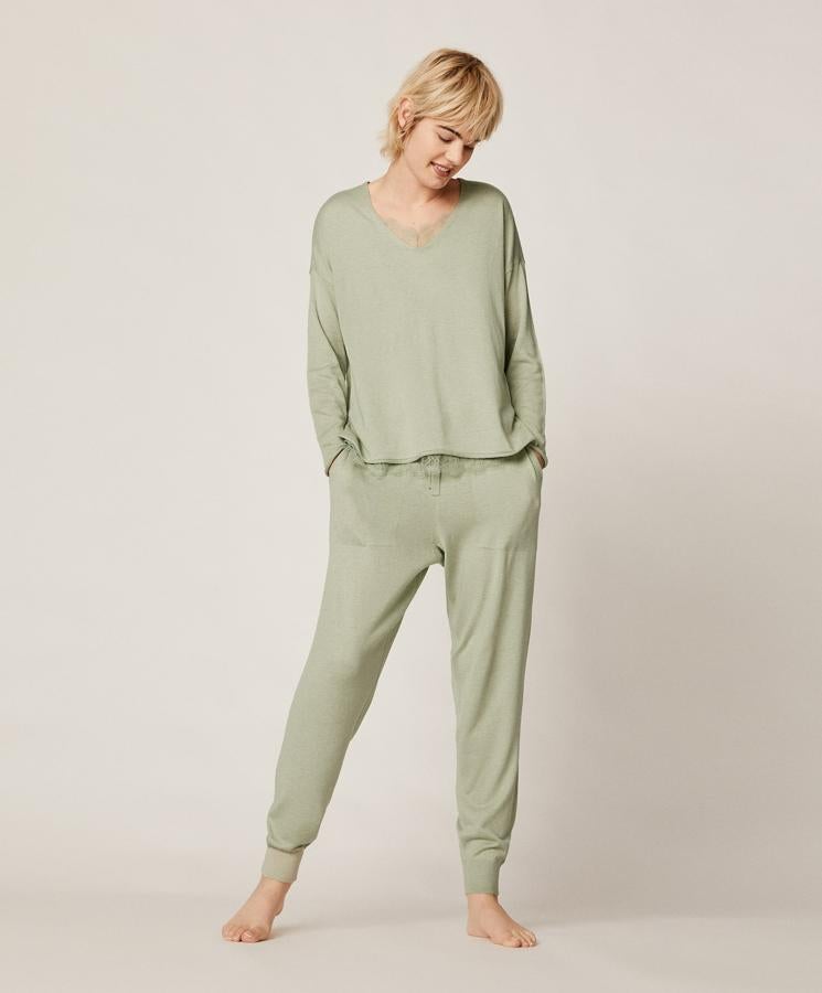 Light Green Jersey Loungewear Set Light Green Jersey Loungewear Set — Loungewear Outfits