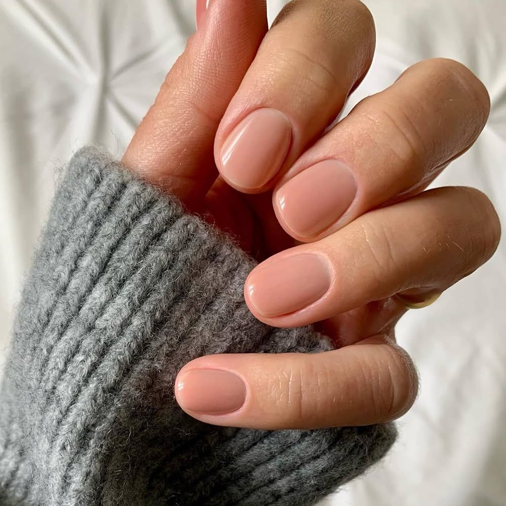 Smooth Sheer Nude Pink Glossy Nails Smooth Sheer Nude Pink Glossy Nails — Short Winter Round Nails