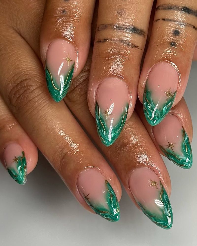 Marbled Green Effect Visual Idea Marbled Green Effect Visual Idea — Emerald Green Nails