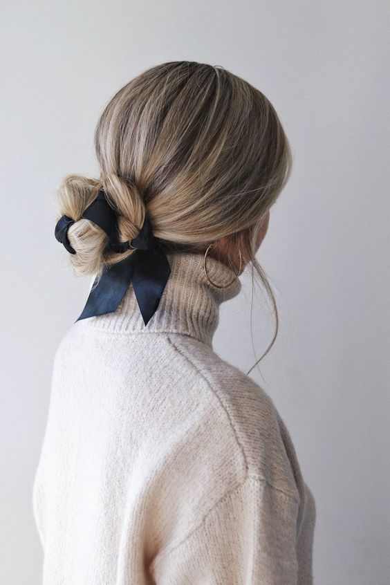 Braided Bun With Ribbon Detail Braided Bun With Ribbon Detail — Winter Natural Hairstyles