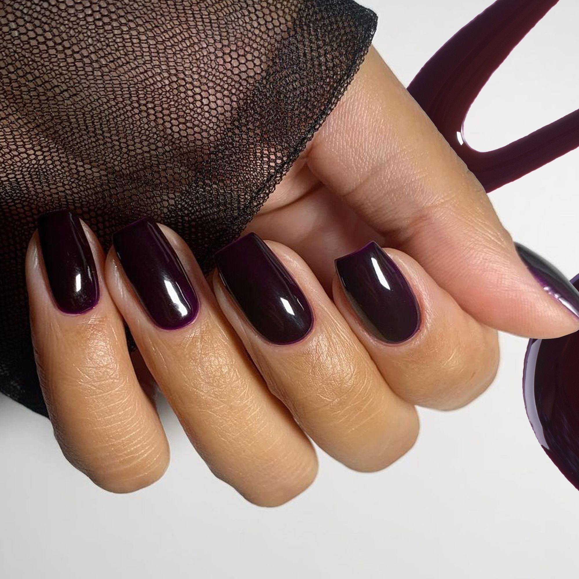 Deep Plum Glossy Nails Deep Plum Glossy Nails — Winter Work Nails