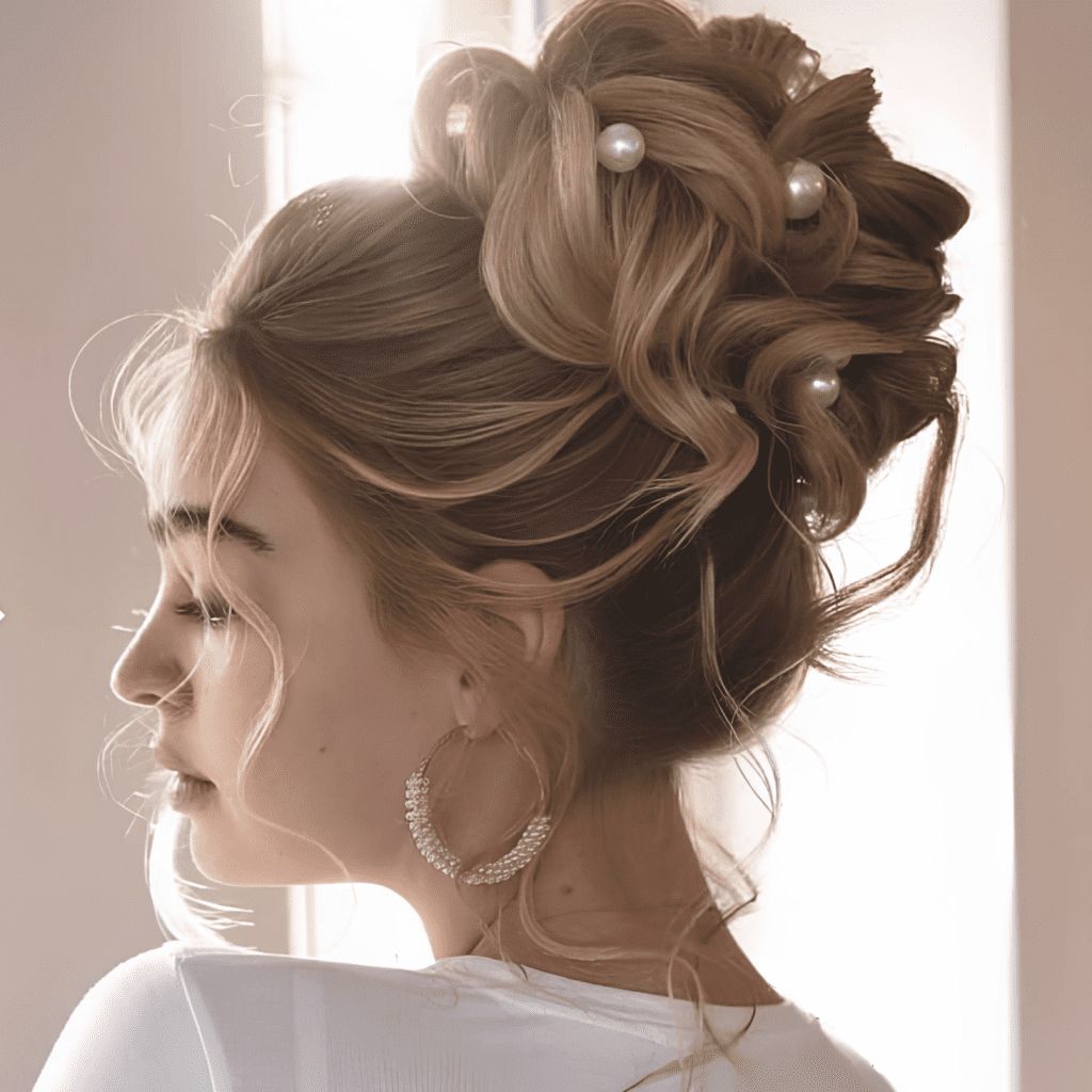 Blonde Updo With Pearl Embellishments — Winter Bun Hairstyles