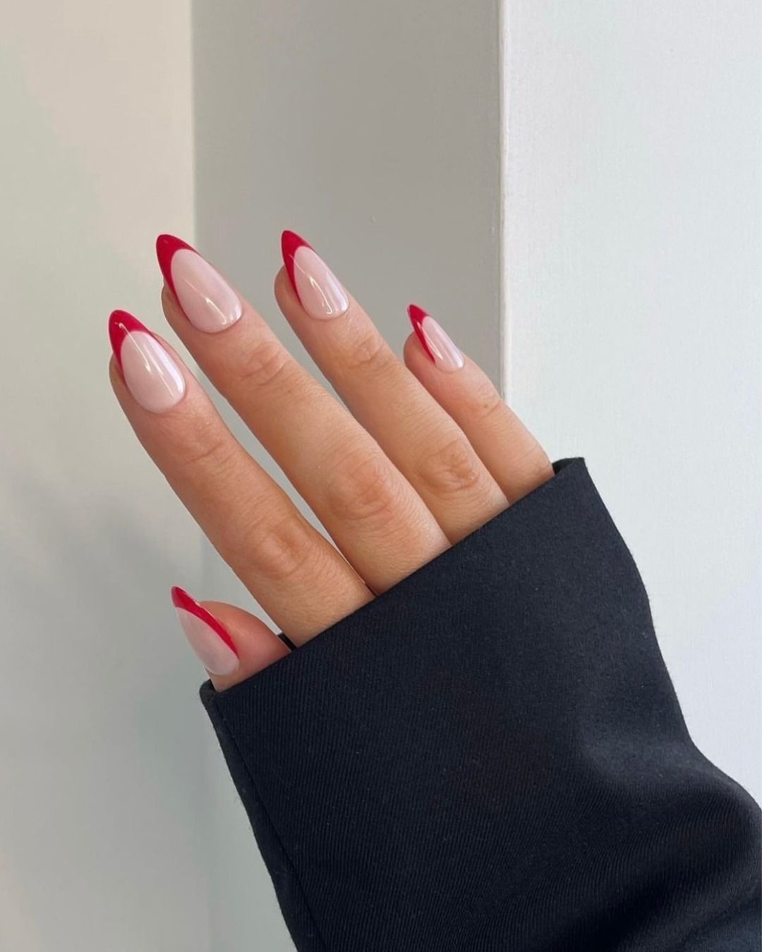 Nude Base Red French Tips Nude Base Red French Tips — Christmas Nail Designs 2026