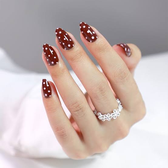 Burgundy Pattern Mix Medium Almonds Burgundy Pattern Mix Medium Almonds — Wine Christmas Nails 2026
