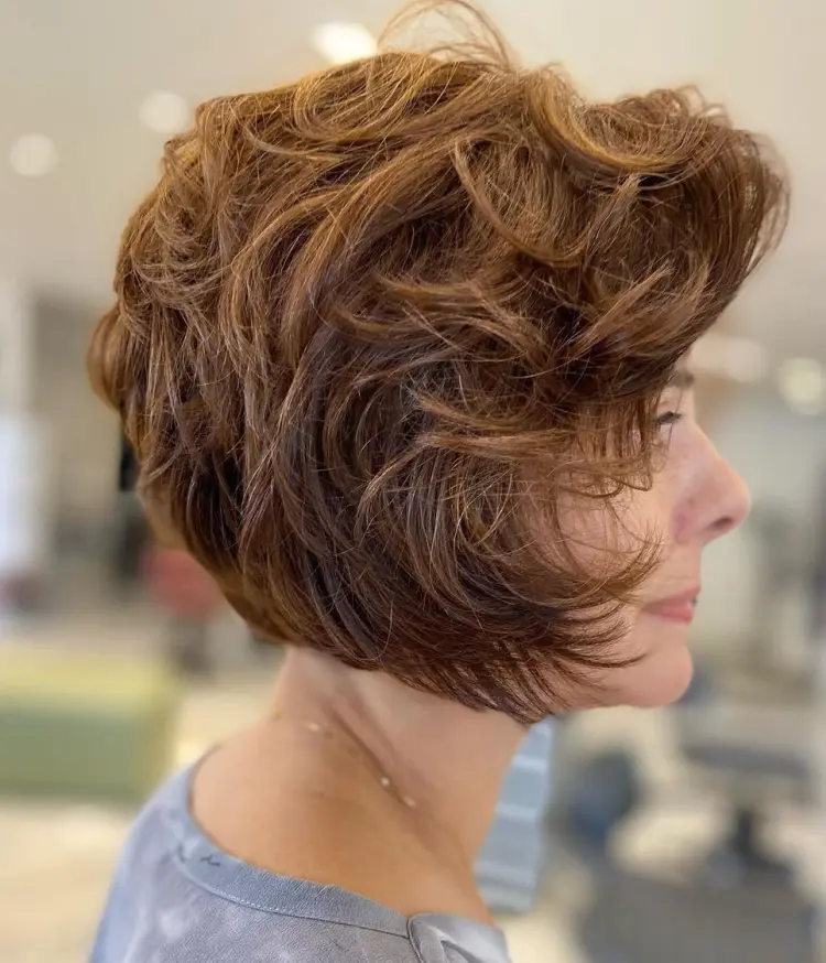 Warm Brown Bob With Soft Waves Warm Brown Bob With Soft Waves — Winter Haircuts for Women Over 60