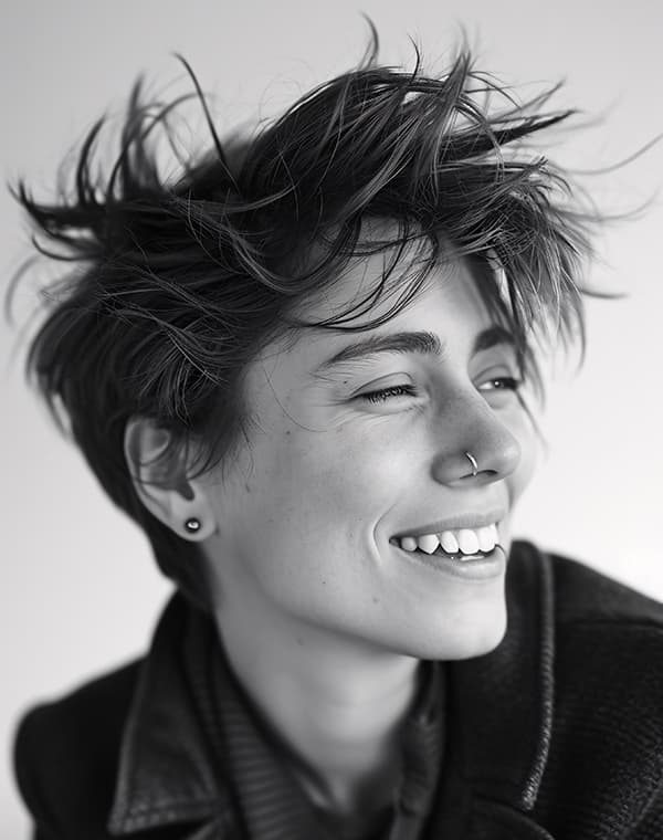 Short Layered Cut With Textured Blowout Short Layered Cut With Textured Blowout — Winter Haircuts for Gray Hair