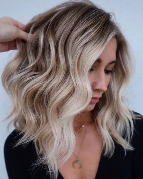 Dark Blonde Balayage Lob Dark Blonde Balayage Lob — Winter Hair Colors