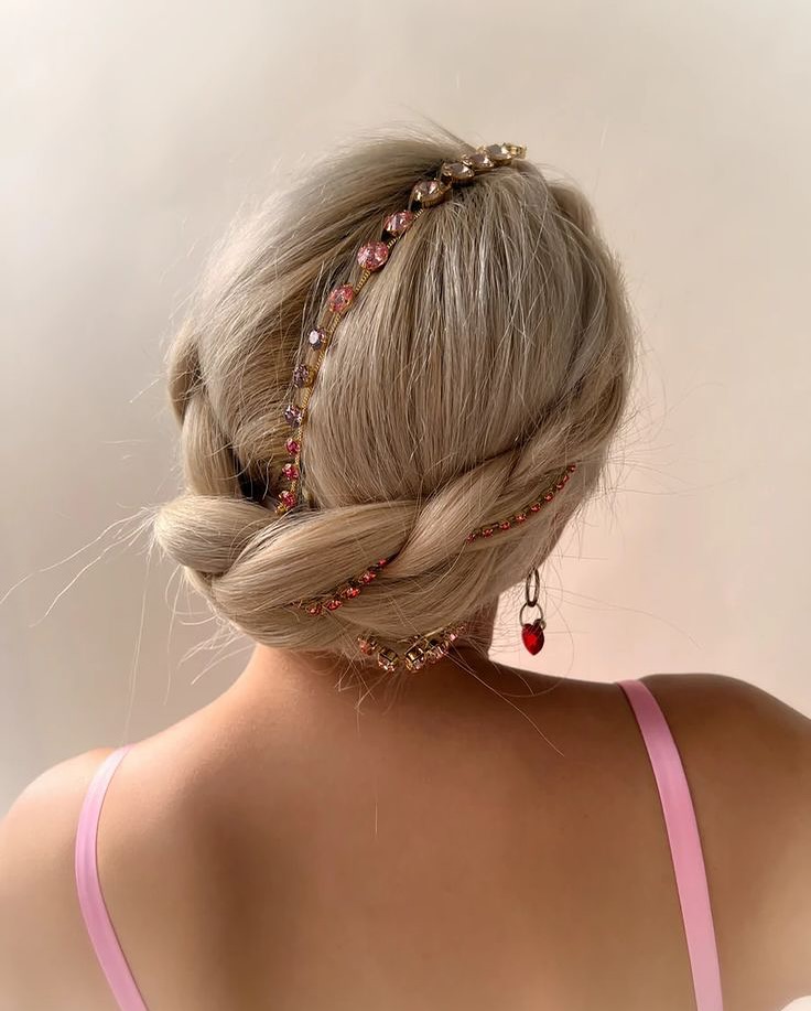 Elegant Braided Updo Jeweled Headband Elegant Braided Updo Jeweled Headband — Winter Braided Hairstyles