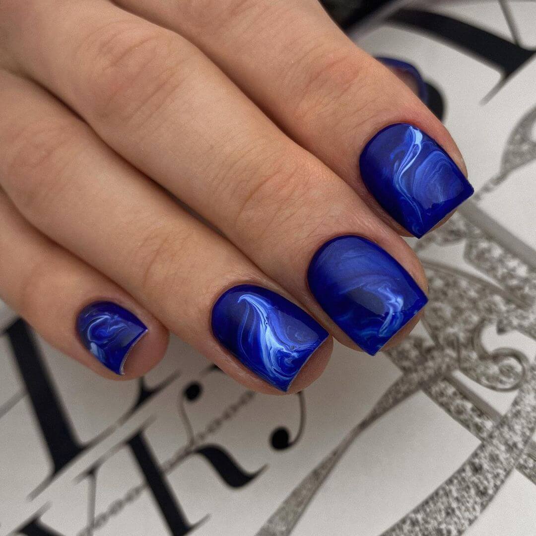 Blue And White Marble Effect Visual Idea Blue And White Marble Effect Visual Idea — Navy Blue Nails
