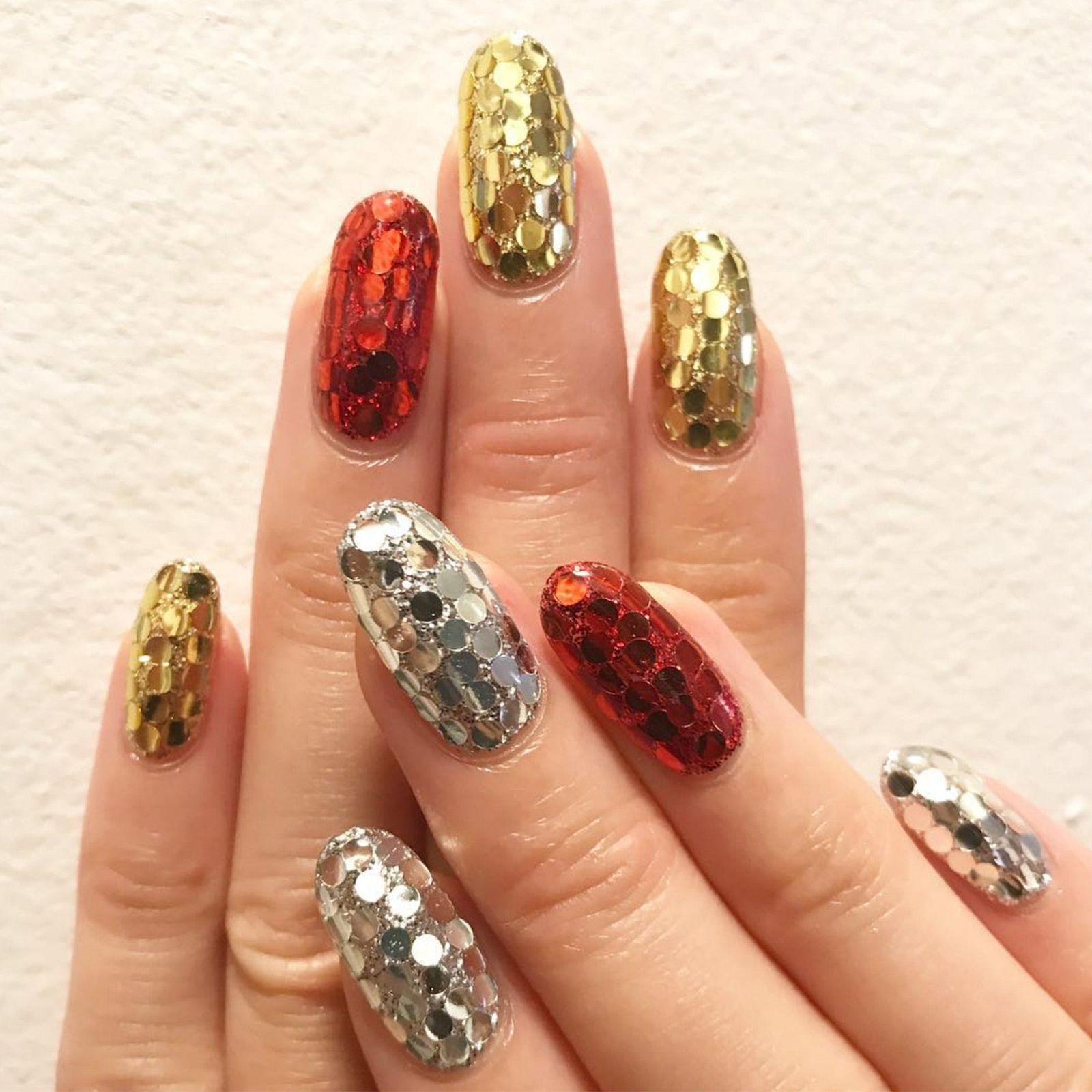 Red Gold Silver Visual Idea Red Gold Silver Visual Idea — New Years Coffin Nails 2027