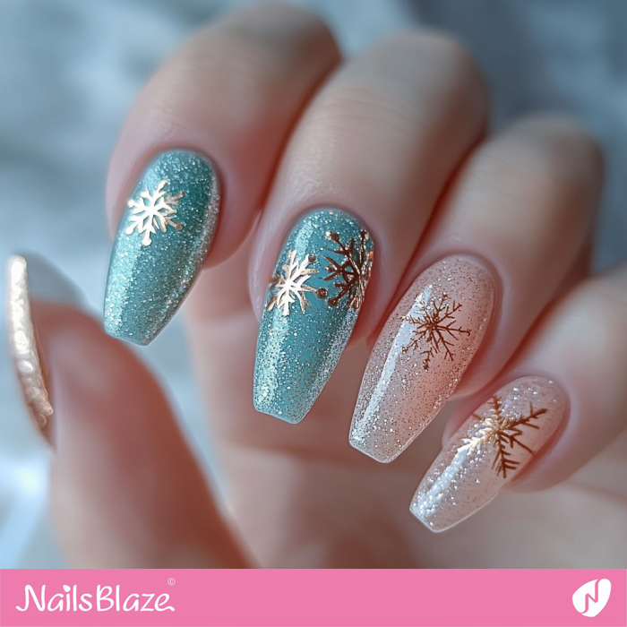 Glitter Sheer Jelly Visual Idea — Long Winter Coffin Nails