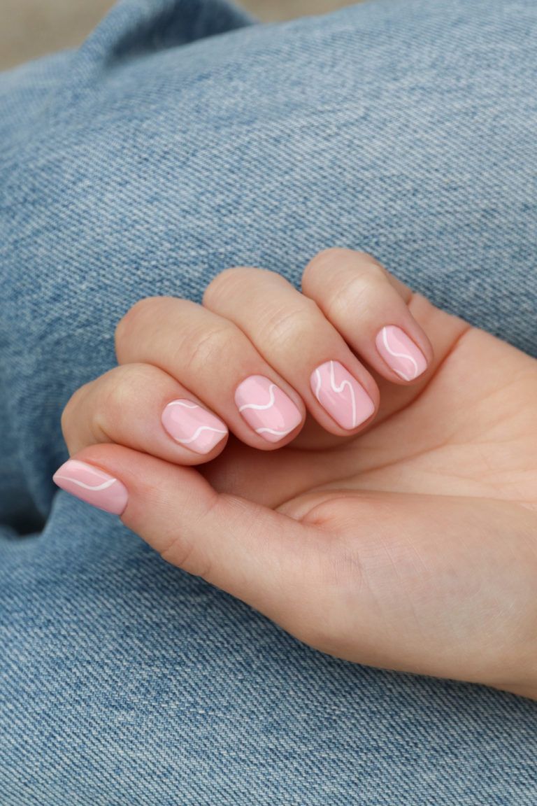 White Abstract Wavy Lines Visual Idea White Abstract Wavy Lines Visual Idea — New Years Square Nails 2027