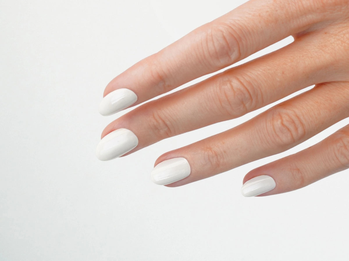 Opaque White Glossy Medium Almond Nails Opaque White Glossy Medium Almond Nails — Long Winter Almond Nails