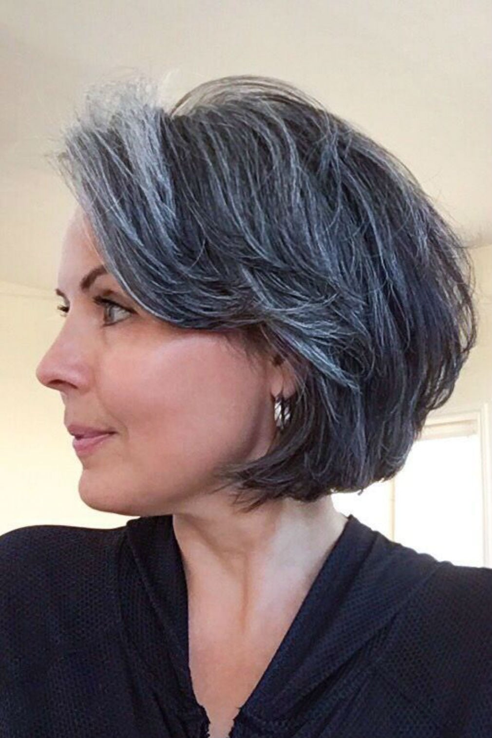 Textured Bob With Dark Roots Textured Bob With Dark Roots — Winter Haircuts for Gray Hair