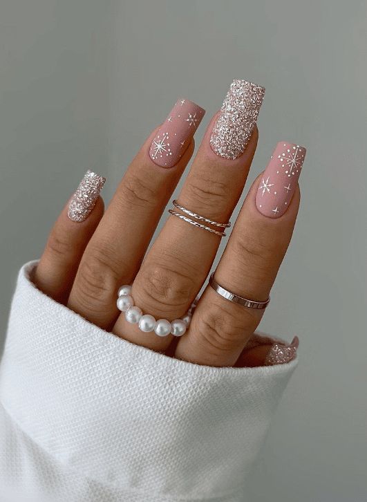 Matte Dusty Rose Glitter French Matte Dusty Rose Glitter French — Classy Christmas Nails 2026