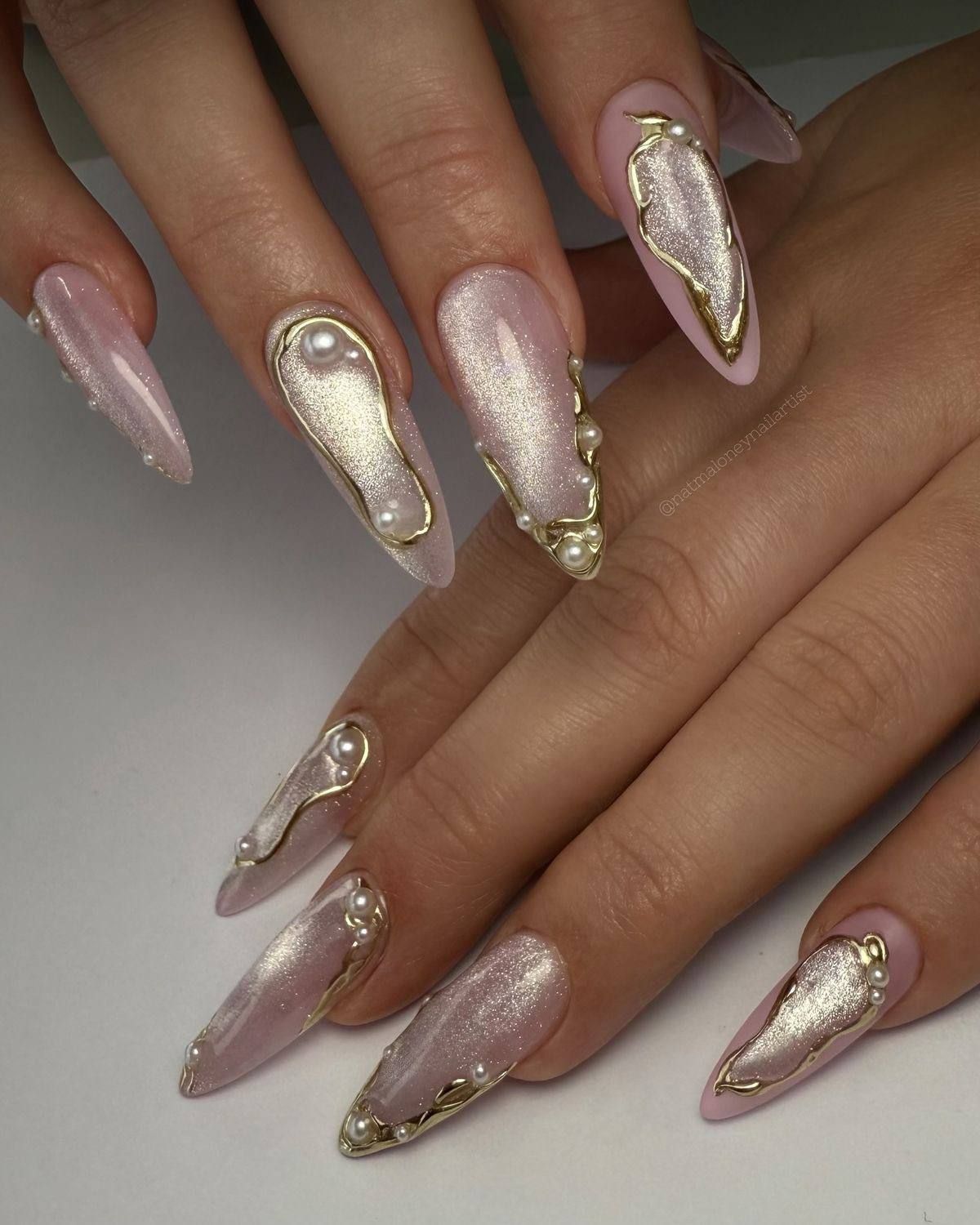 Shimmer And Glossy Visual Idea — New Years Acrylic Nails 2027