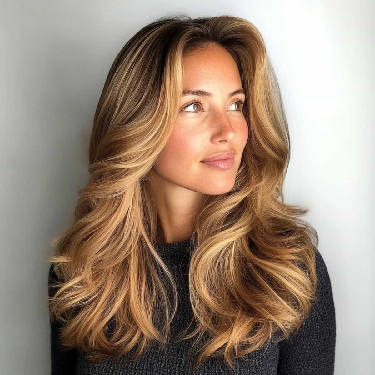 Medium Brown With Caramel Blonde Highlights Medium Brown With Caramel Blonde Highlights — Lowlights for Blonde Hair