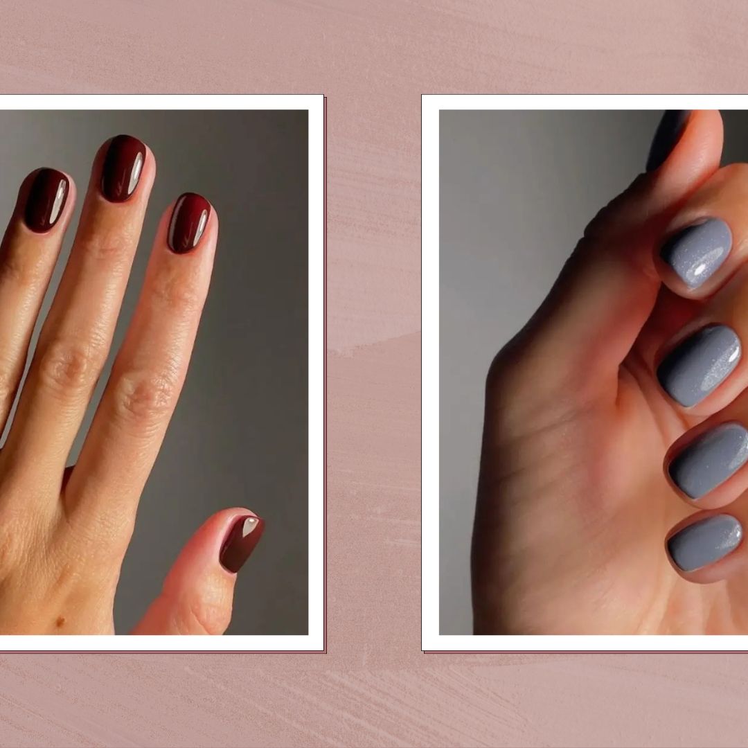 Opaque Cool Grey Glossy Short Square Nails Opaque Cool Grey Glossy Short Square Nails — Classy Short Winter Nails
